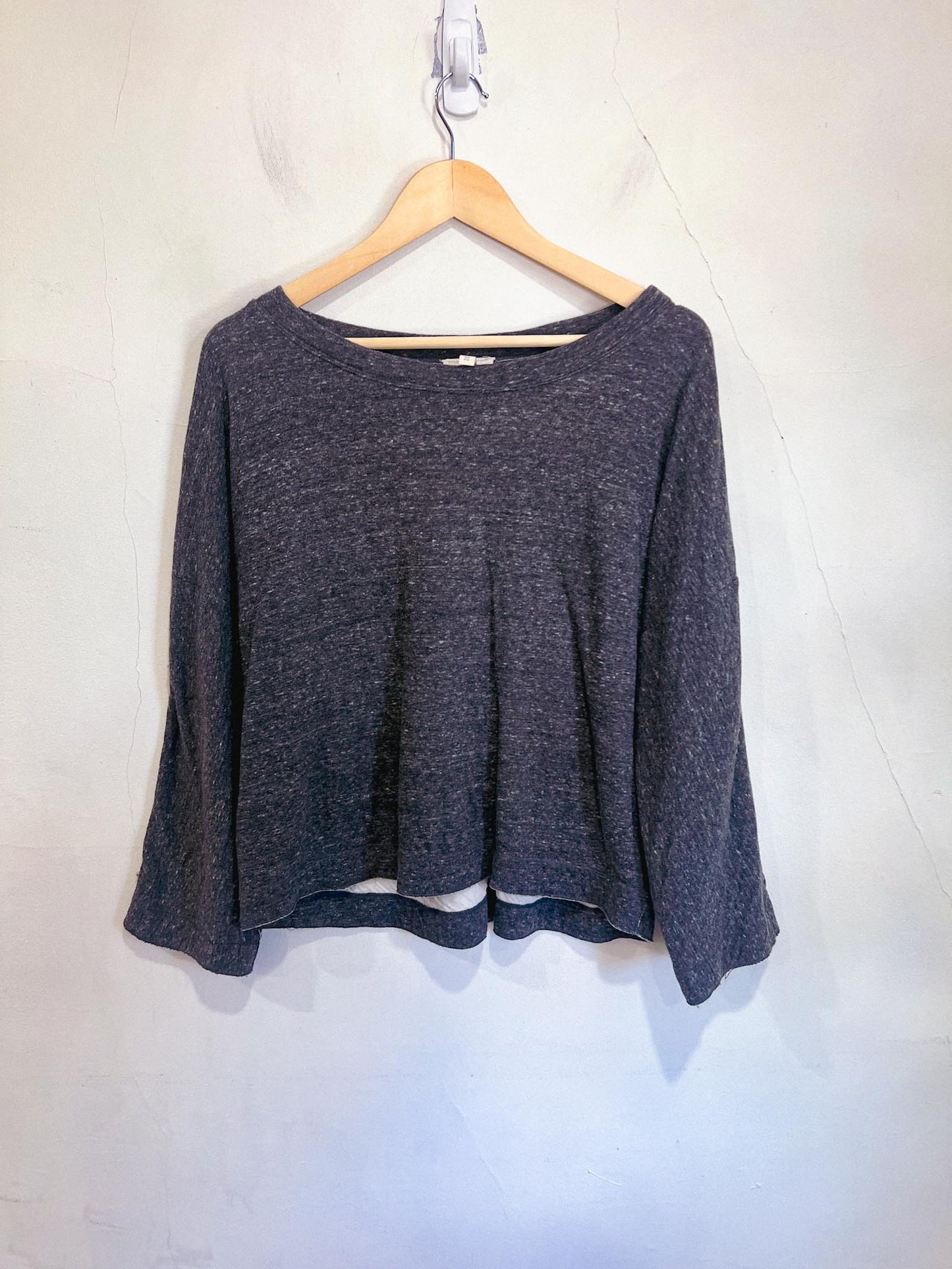 Eileen Fisher Wide Arm Crewneck in Heathered Dark Grey (Size S/M)