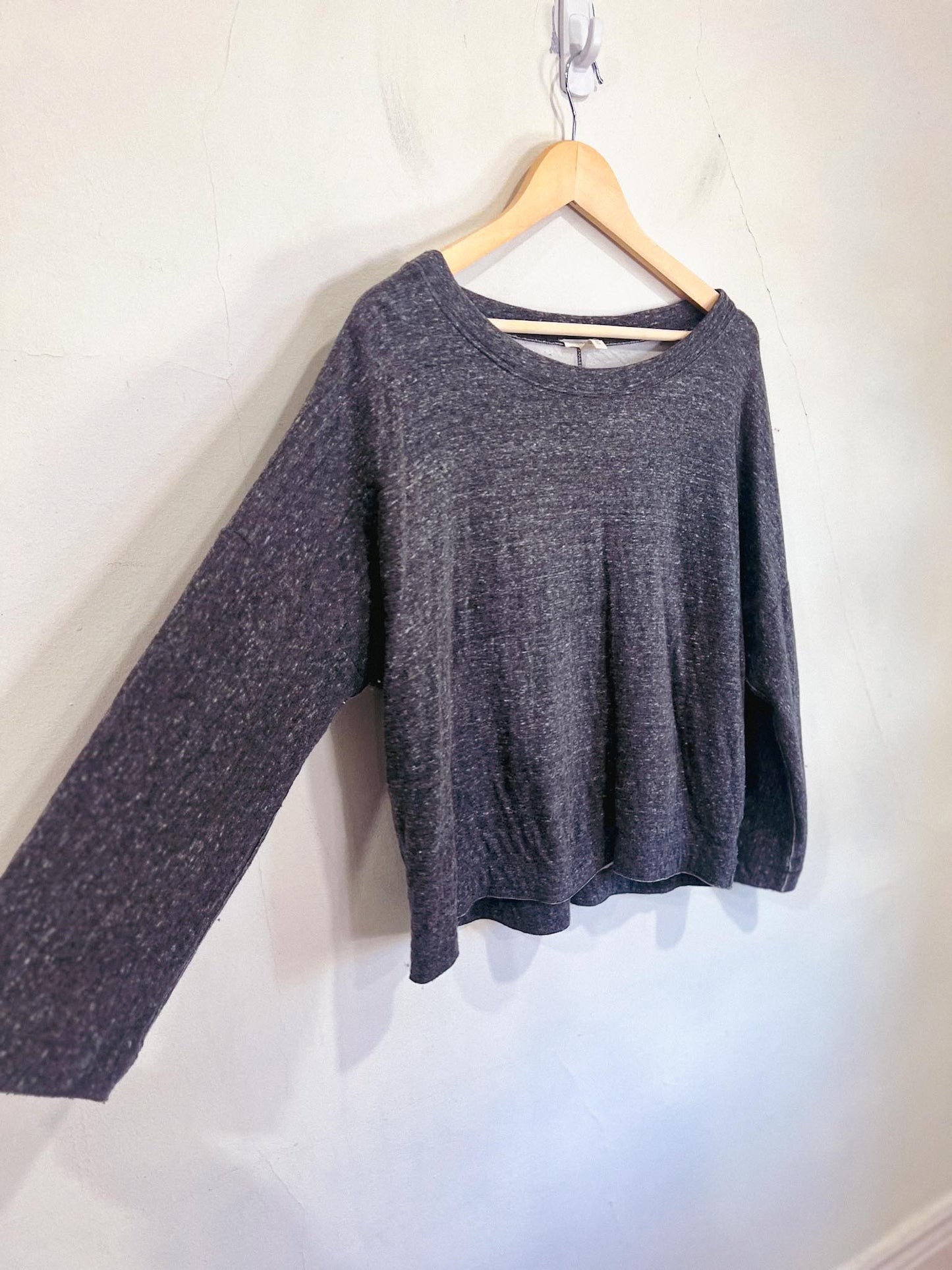 Eileen Fisher Wide Arm Crewneck in Heathered Dark Grey (Size S/M)