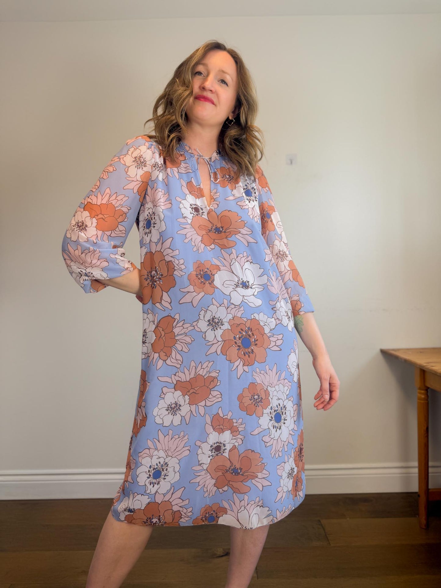 Wilfred "Molly Midi Dress in Blue / Pink Soft Iris" (Size M/L)