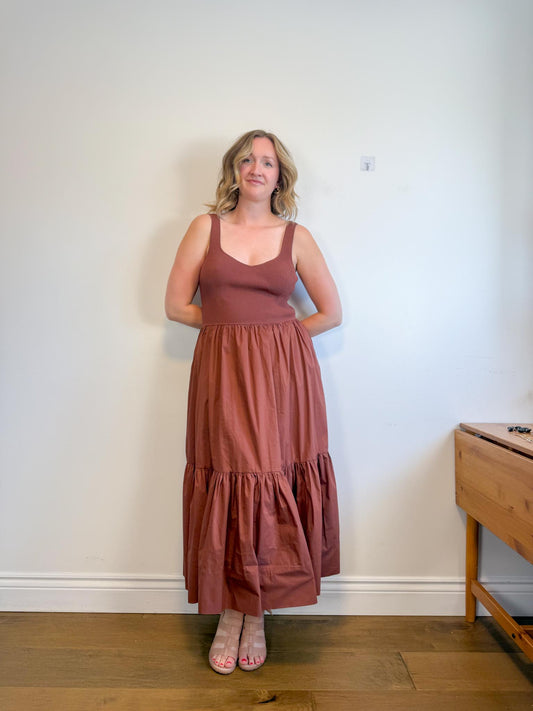 Tanya Taylor Designer "Josephina Dress in Brown" (Size L)