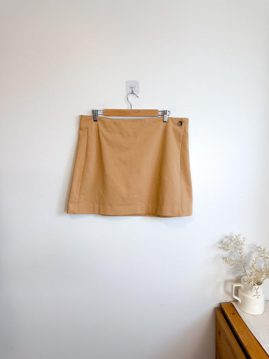 Babaton Wrap Style Mini Skirt in Tan (Size 16)