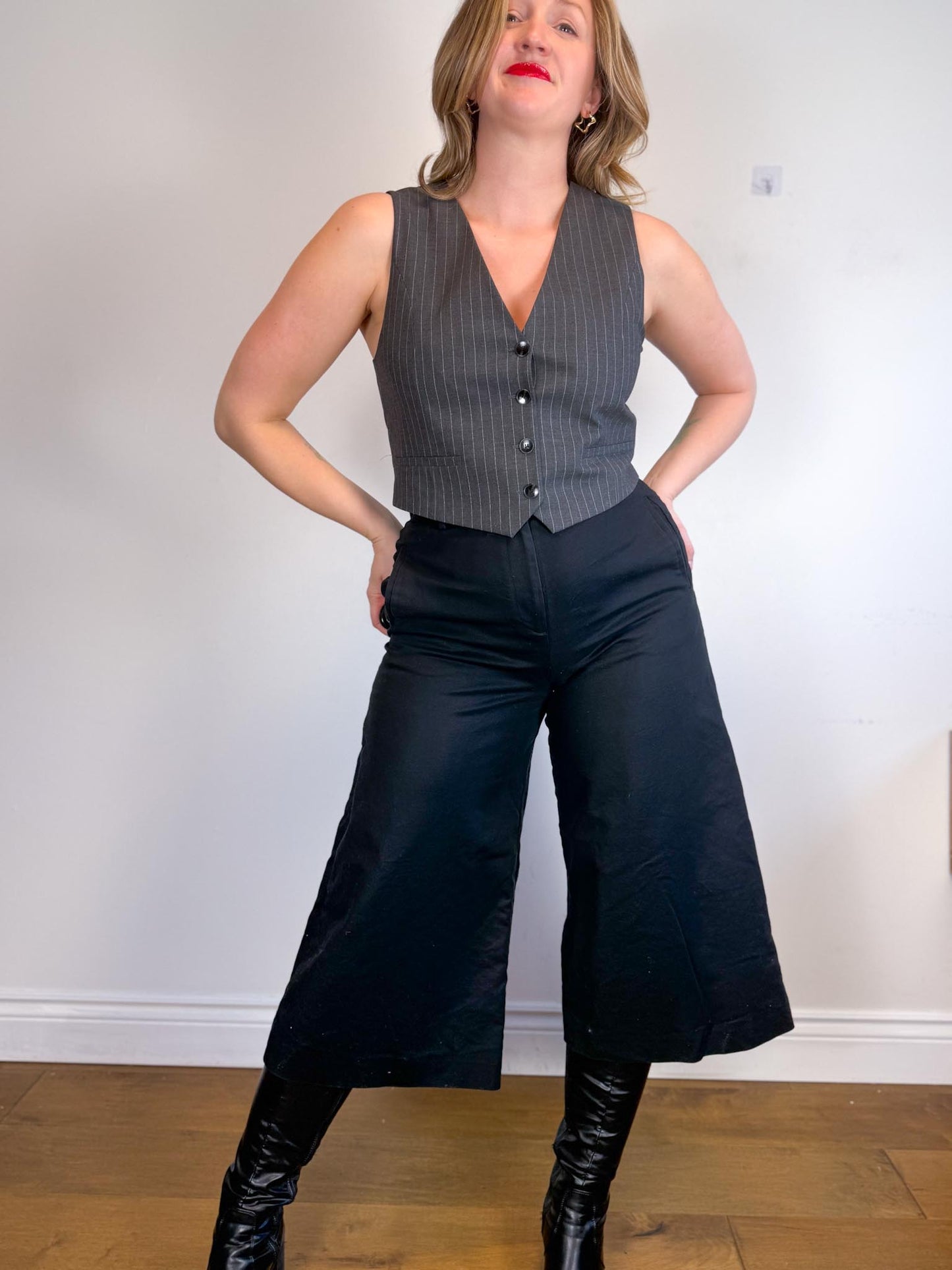 Zara Striped Vest in Grey (Size L)