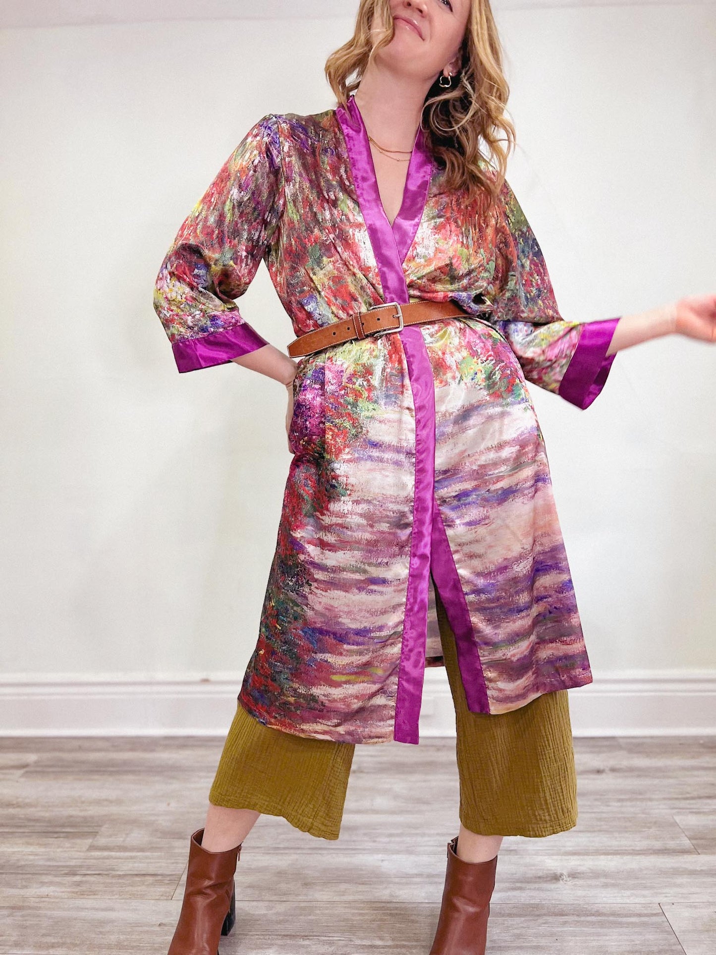 Vintage Abstract Print Duster / Robe (Size S/M)