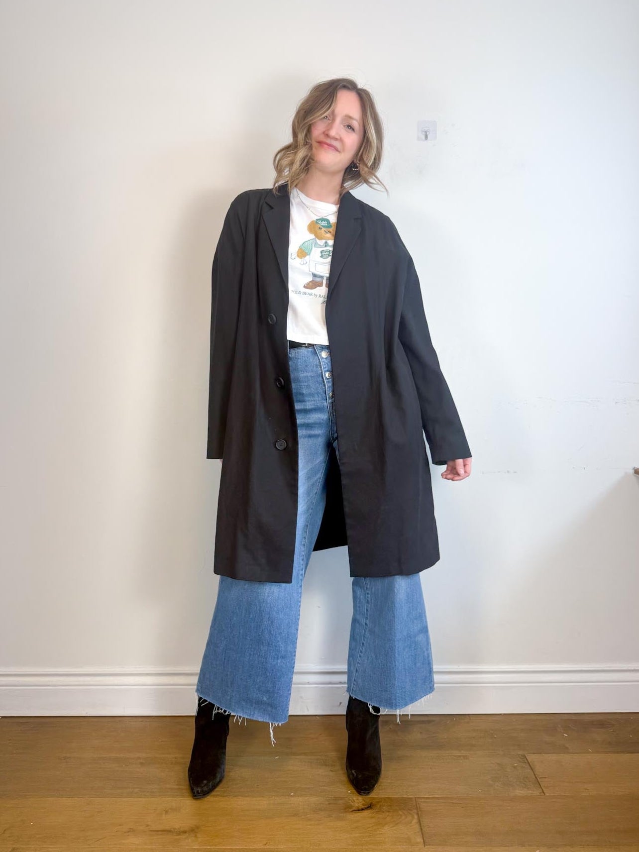 COS Lightweight Cotton Trench Coat in Black (Size L/XL)