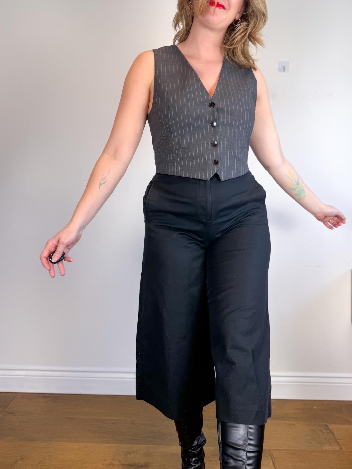 Zara Striped Vest in Grey (Size L)