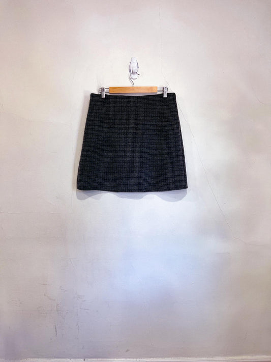 Club Monaco Plaid Wool Mini Skirt in Grey/Purple (Size 12)