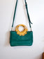 Anthropologie "Marianne Green Purse with Rattan Handle"