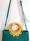 Anthropologie "Marianne Green Purse with Rattan Handle"