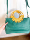 Anthropologie "Marianne Green Purse with Rattan Handle"