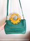 Anthropologie "Marianne Green Purse with Rattan Handle"