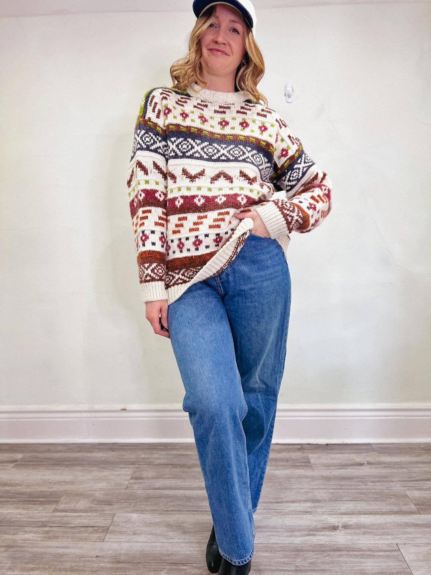 Vintage 80s Chunky Knit Sweater (Size L)