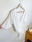 Simons Contemporaine Linen Wrap Top in White (Size M)