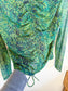 & Other Stories Sheer Top in Green Print (Size L)