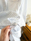Babaton Striped Button Down in White/Blue (Size M)
