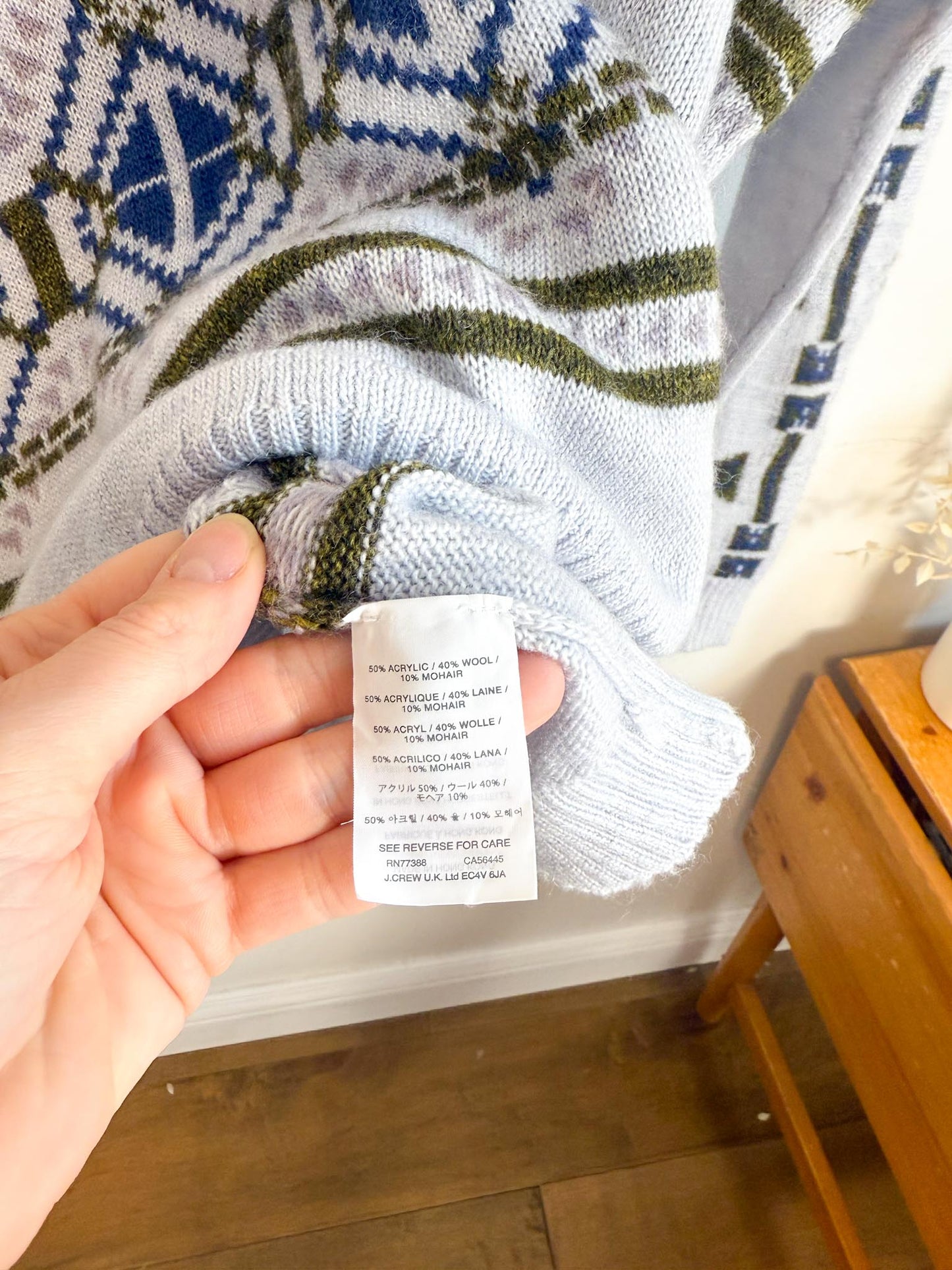 J.Crew Mohair Wool Print Sweater (Size L/XL)