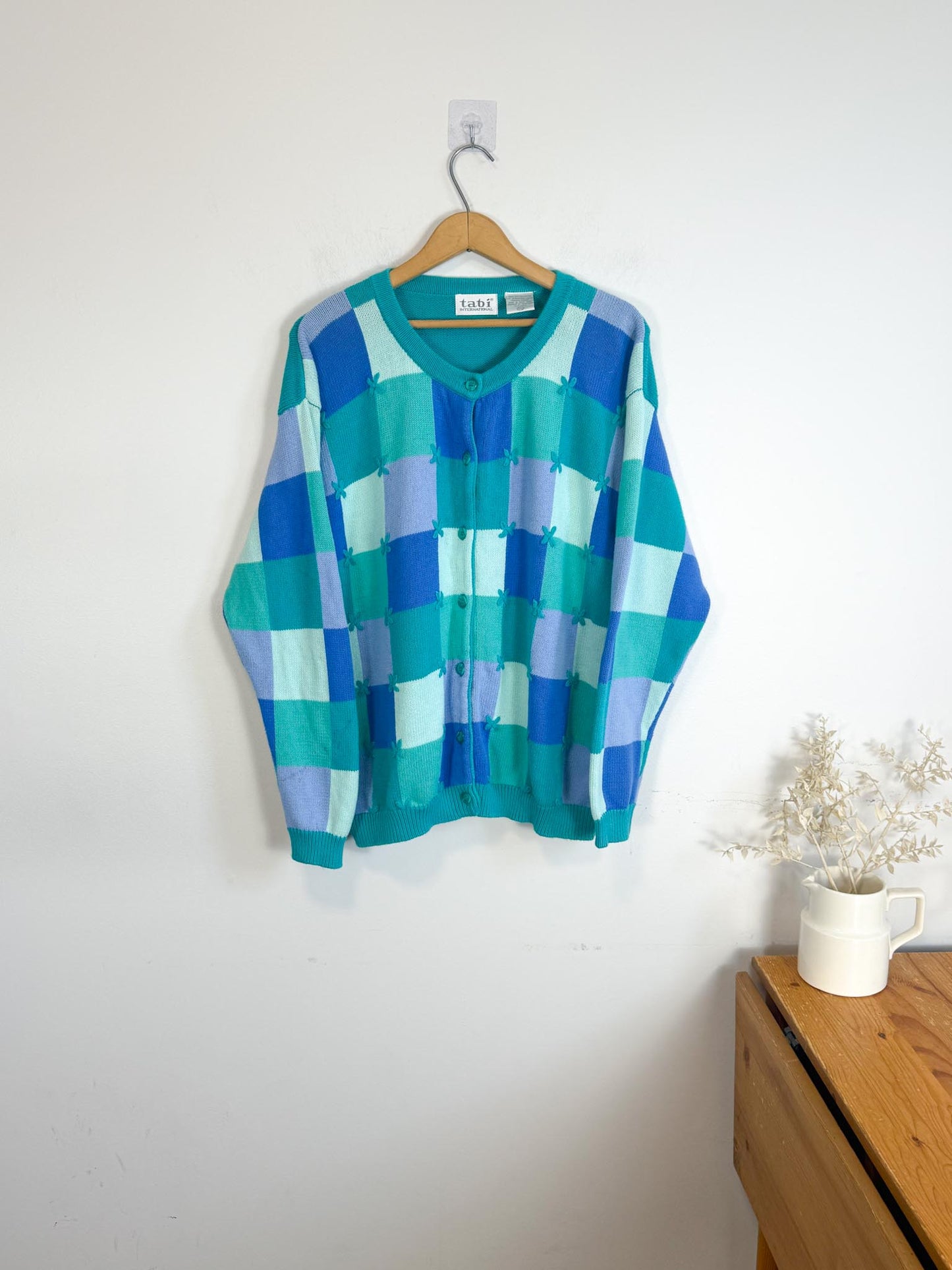 Vintage Checkered Knit Cardigan SOLD AS IS (Size L/XL)