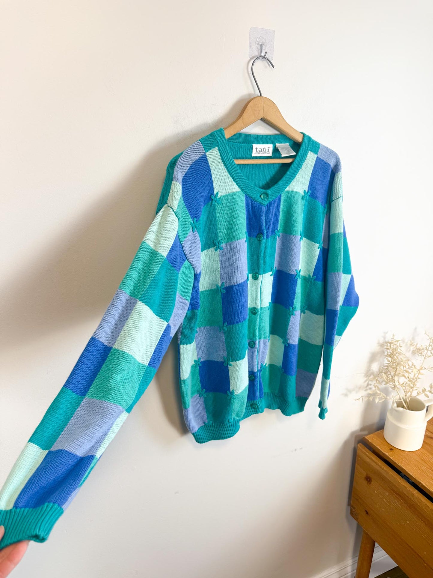 Vintage Checkered Knit Cardigan SOLD AS IS (Size L/XL)