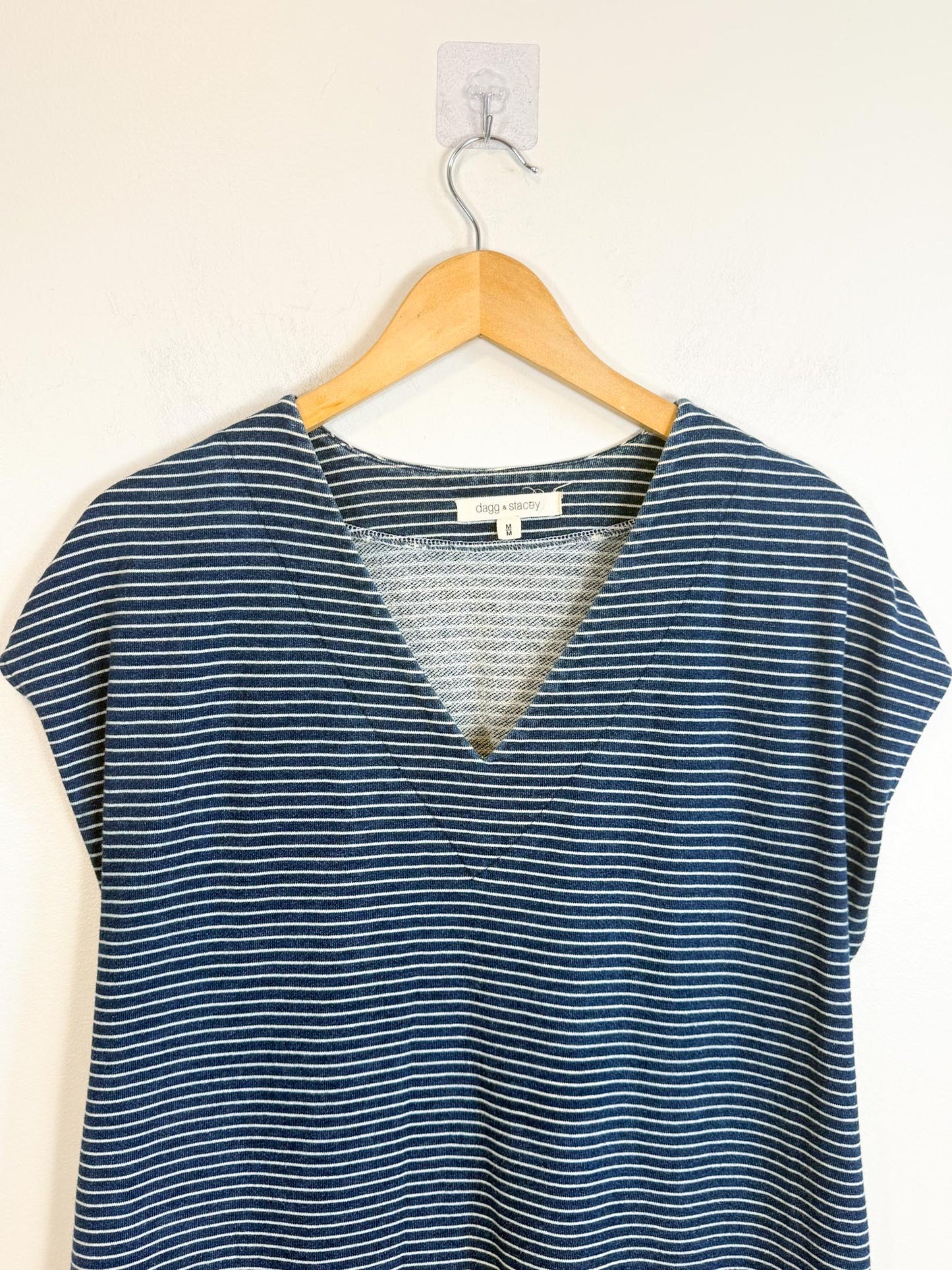 Dagg & Stacey Slow Fashion Striped Midi Dress in Blue/White (Size M/L)