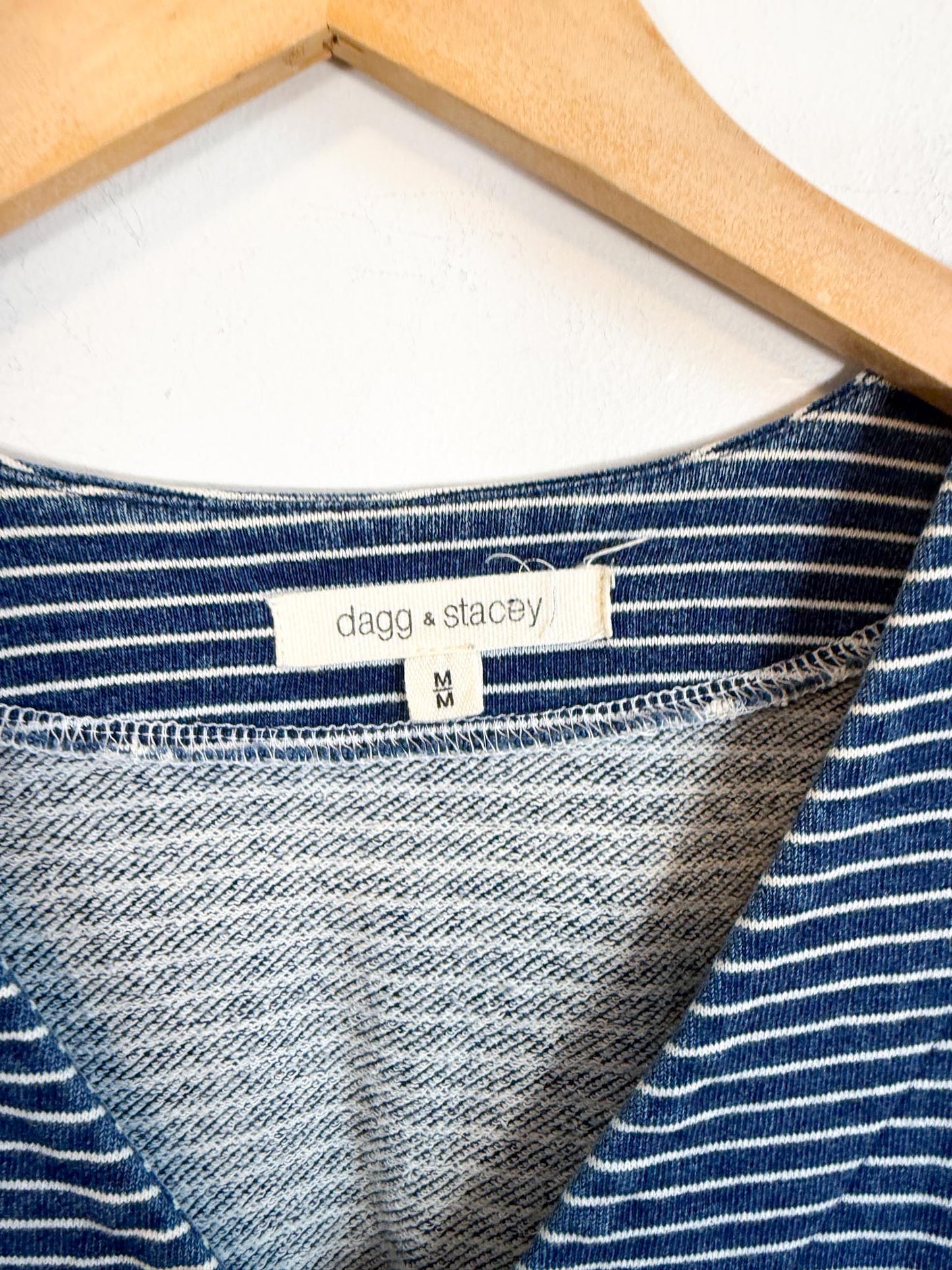 Dagg & Stacey Slow Fashion Striped Midi Dress in Blue/White (Size M/L)