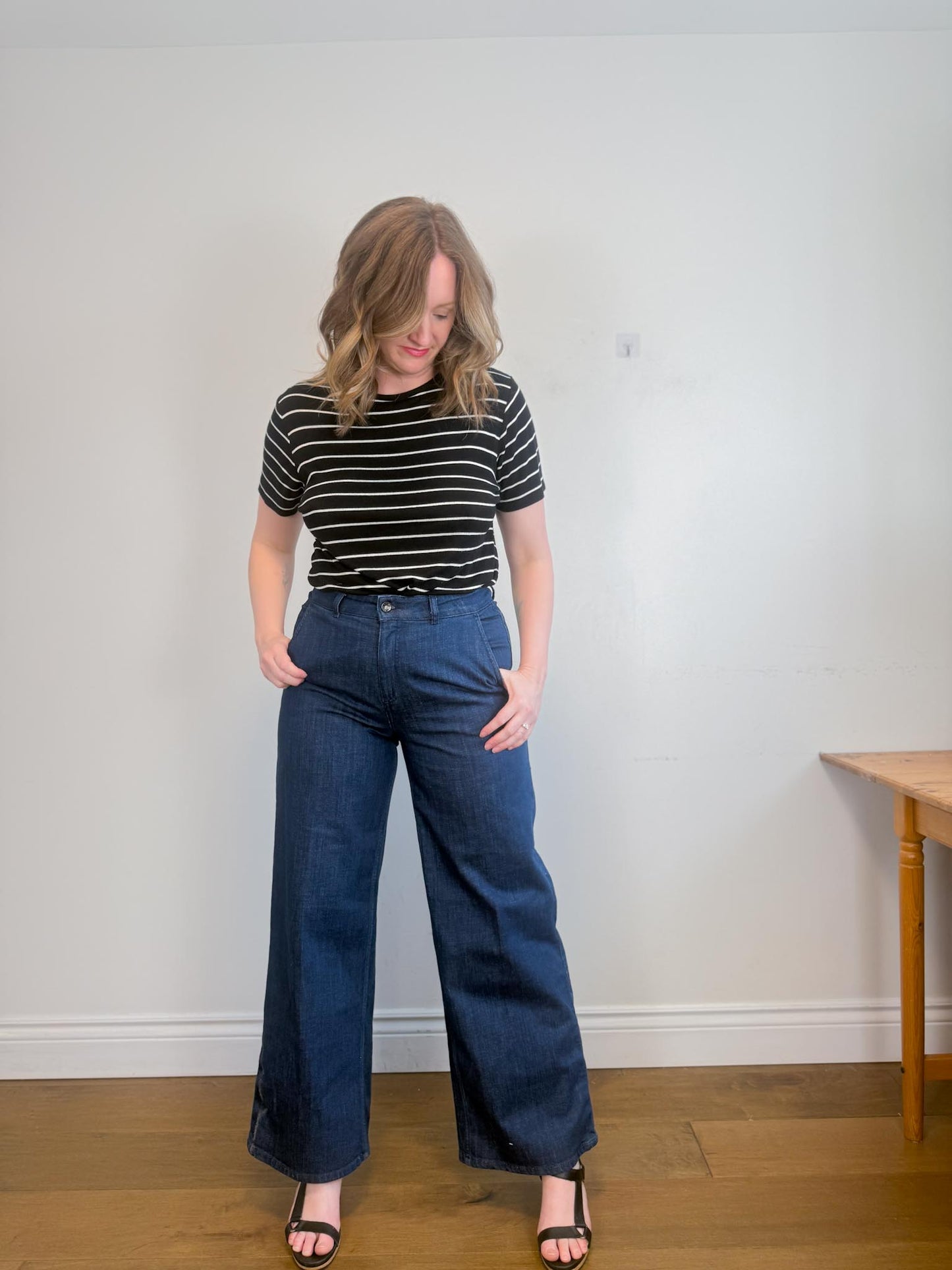 Sisley Organic Cotton Wide Leg Denim in Dark Wash (Size 31)