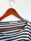 ALLSAINTS "Striped Oversized Casso Sweater in White/Black Stripe" (Size XL)