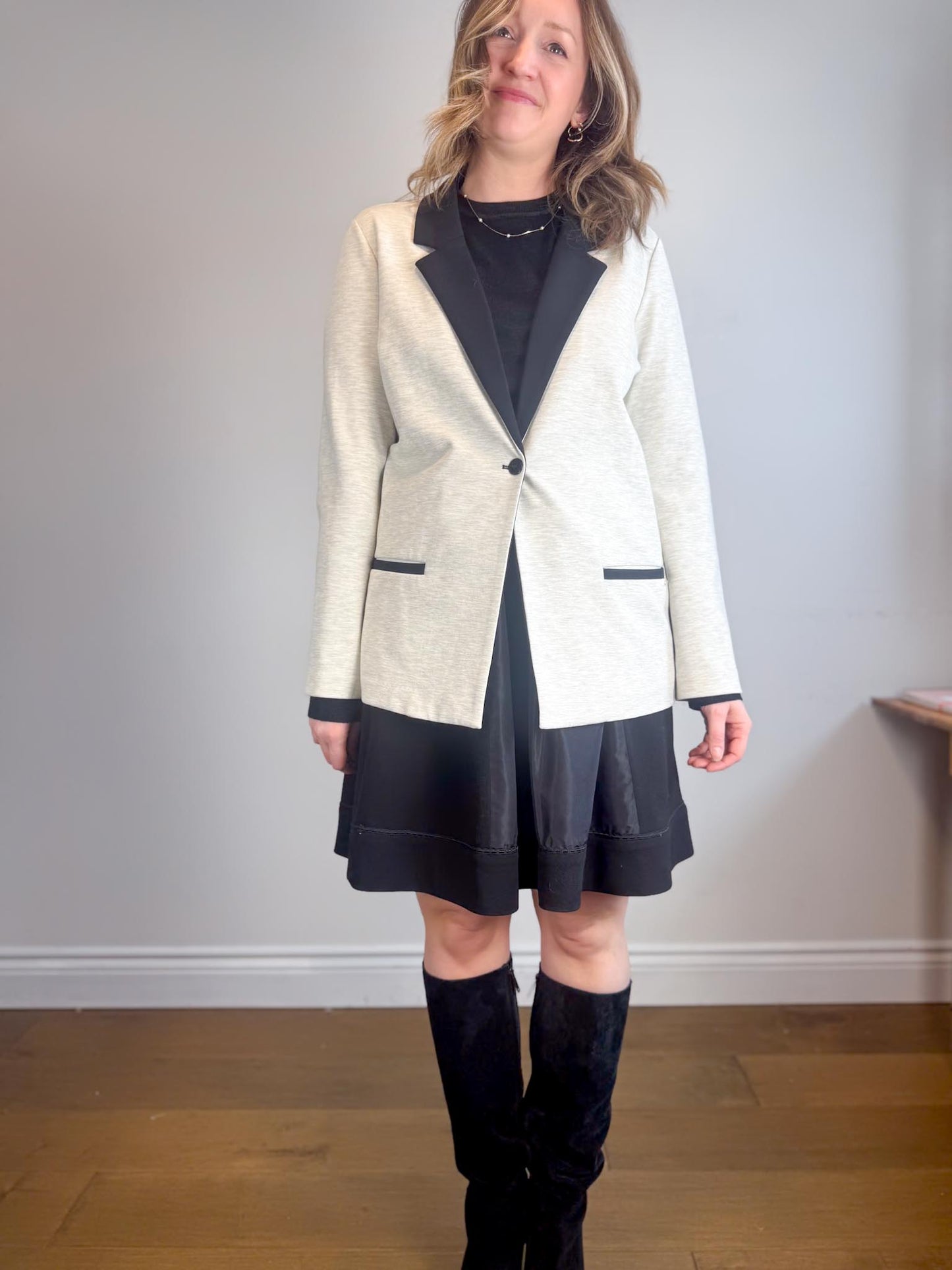 Scotch & Soda Heathered Blazer in Black/Grey (Size L)