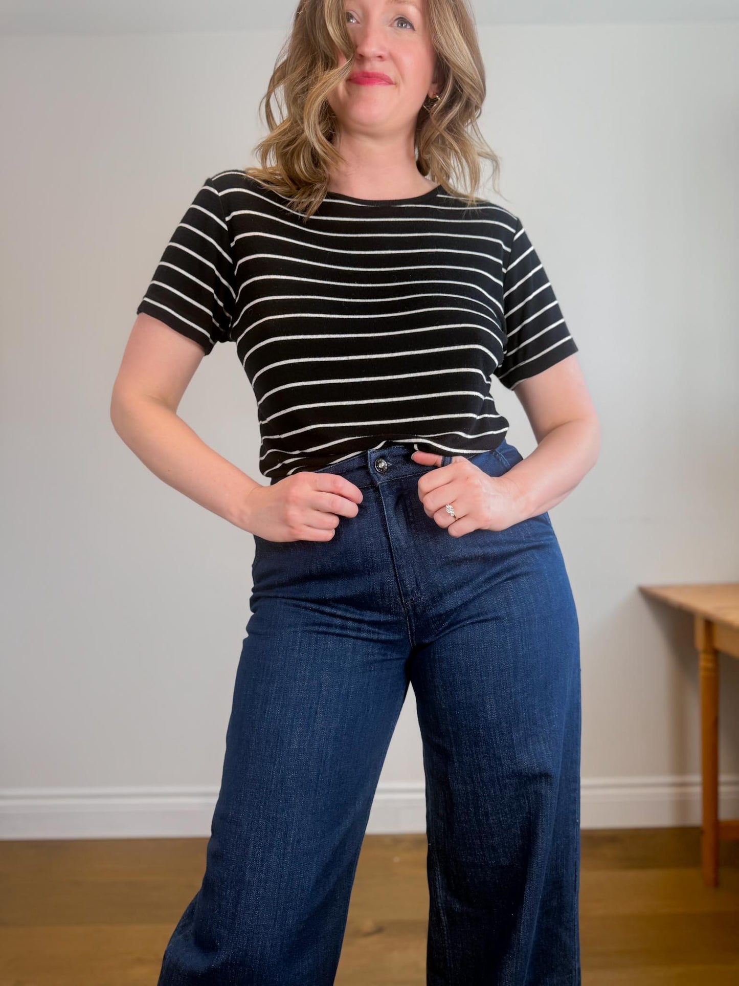 Sisley Organic Cotton Wide Leg Denim in Dark Wash (Size 31)