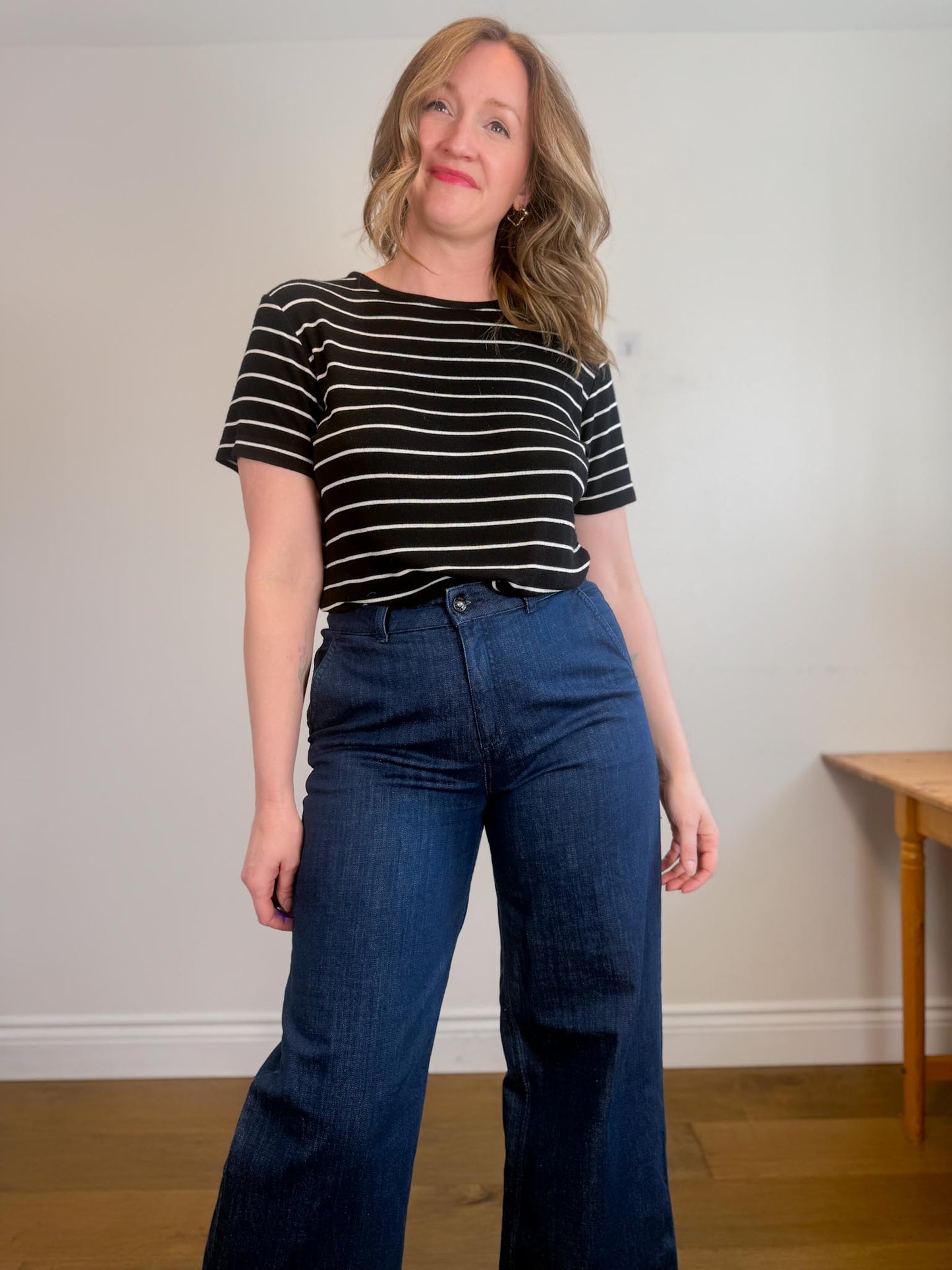 Sisley Organic Cotton Wide Leg Denim in Dark Wash (Size 31)