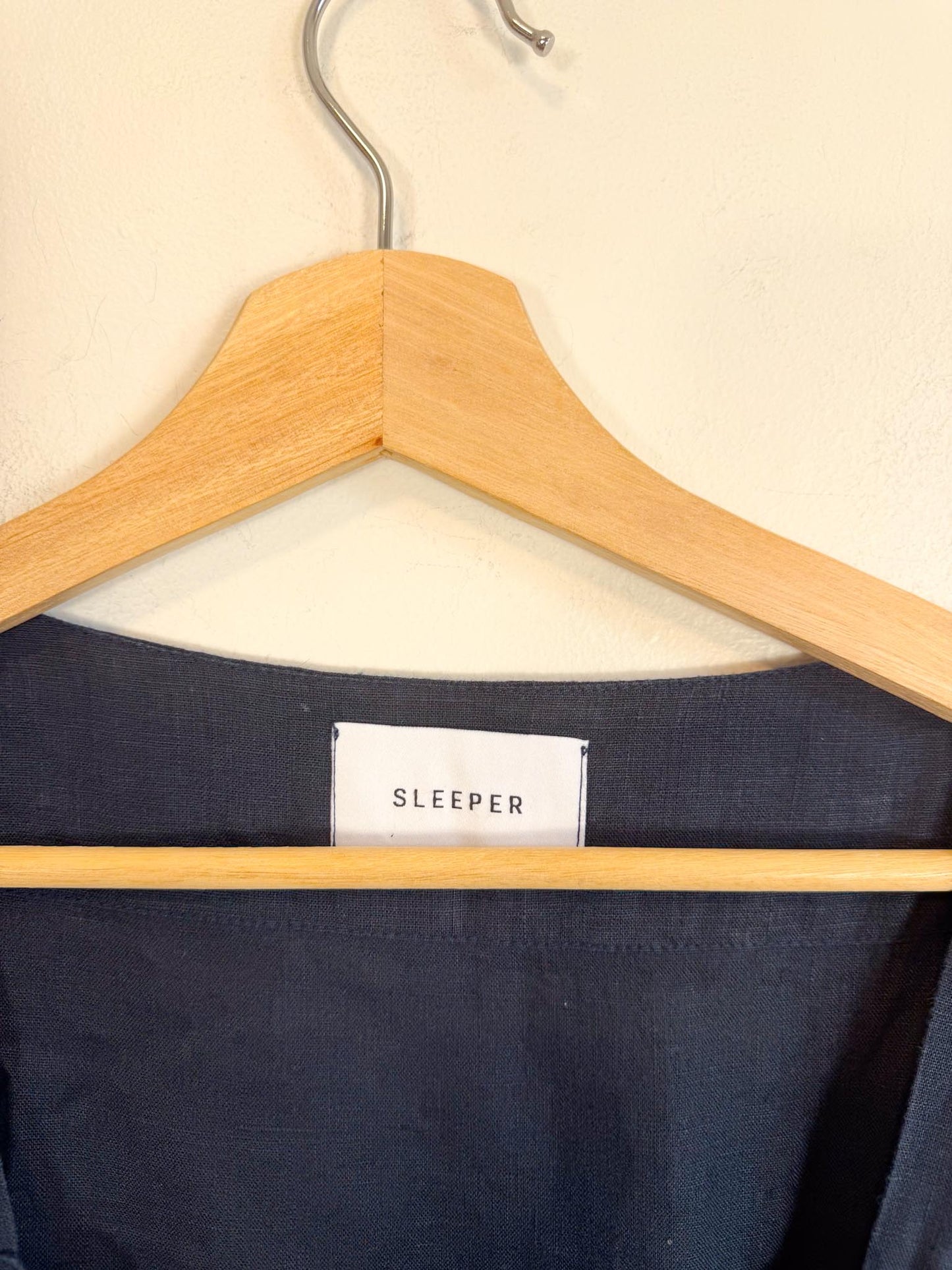 SLEEPER "Brigitte Midi Dress in Navy" (Size S-M)