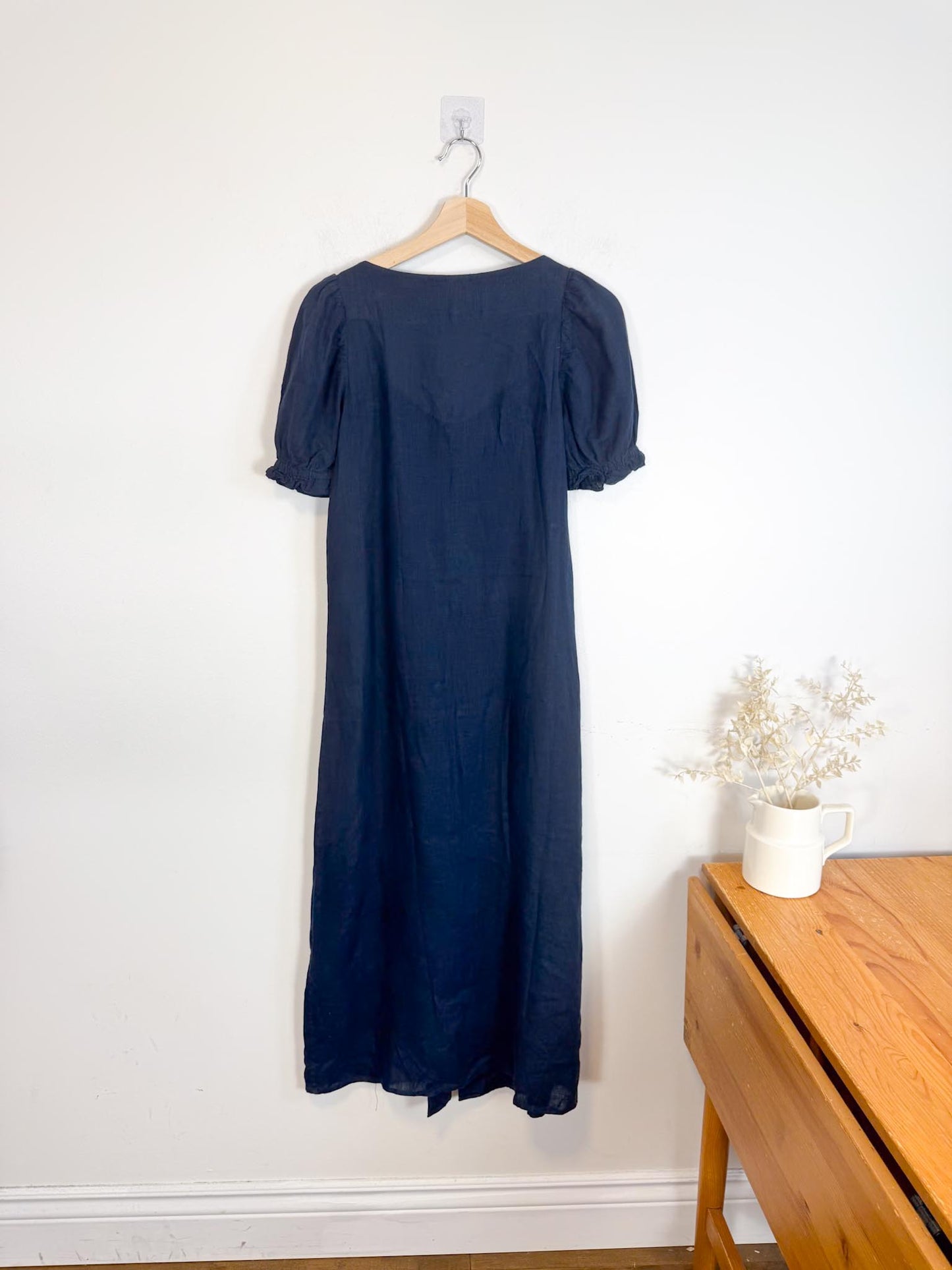 SLEEPER "Brigitte Midi Dress in Navy" (Size S-M)