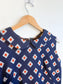 Vintage Geometric Pattern Mini Dress in Navy/Orange (Size L)