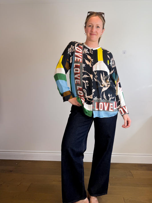 Dorothee Schumacher "Artistic Patch Silk Blouse" SOLD AS IS (Size M)