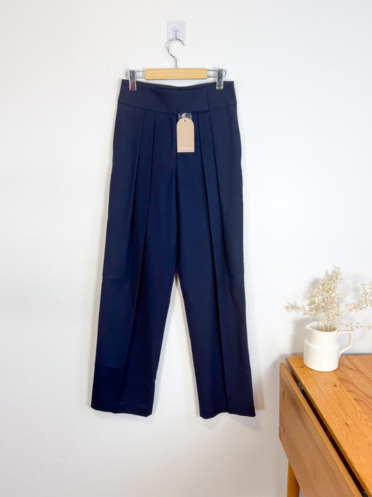 MESHKI "Penelope Pleated High Waisted Pants in Dark Navy" NWT (Size S)