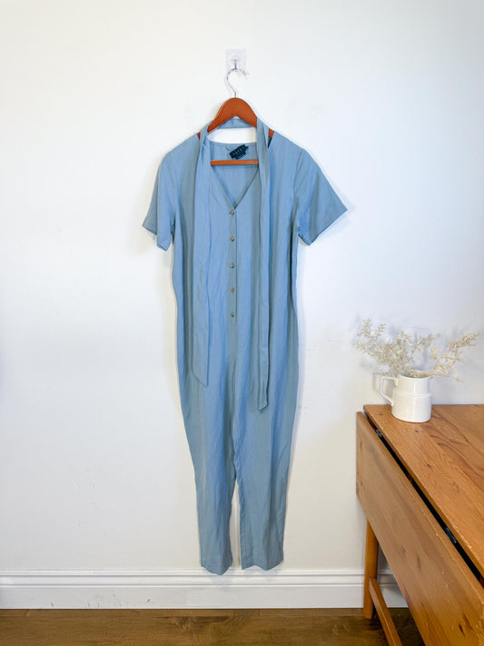HATCH "The Noelle Jumpsuit in Robin Blue" (Size S)
