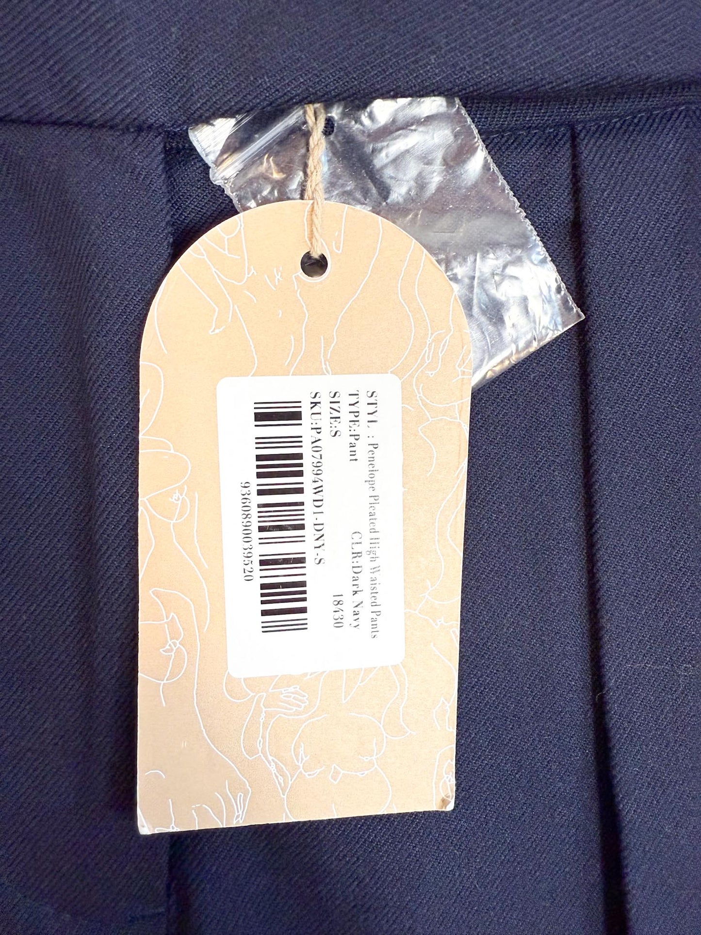 MESHKI "Penelope Pleated High Waisted Pants in Dark Navy" NWT (Size S)