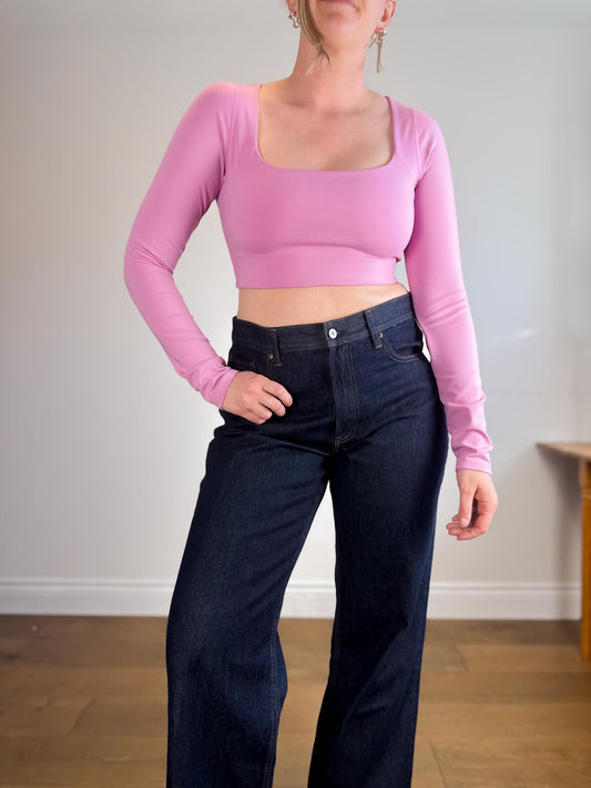 Girlfriend Collective "Kinsley Long Sleeve Top in Purple" (Size M)