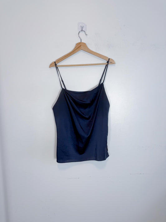 REISS Satin Camisole in Navy (Size 10)