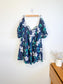 Caroline Constas Designer "Gabrielle Floral Strapless Mini Dress in Navy (Size L)