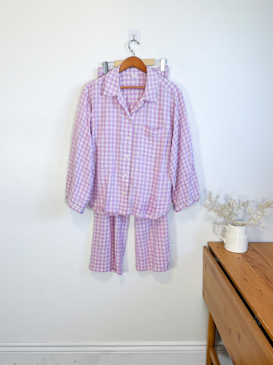 ARKET "Gingham Seersucker Pyjama Two Piece Set in Lilac" SOLD AS IS (Size S)