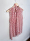Max Mara Floral Sheer Blouse with Neck Tie in Red/White (Size L)