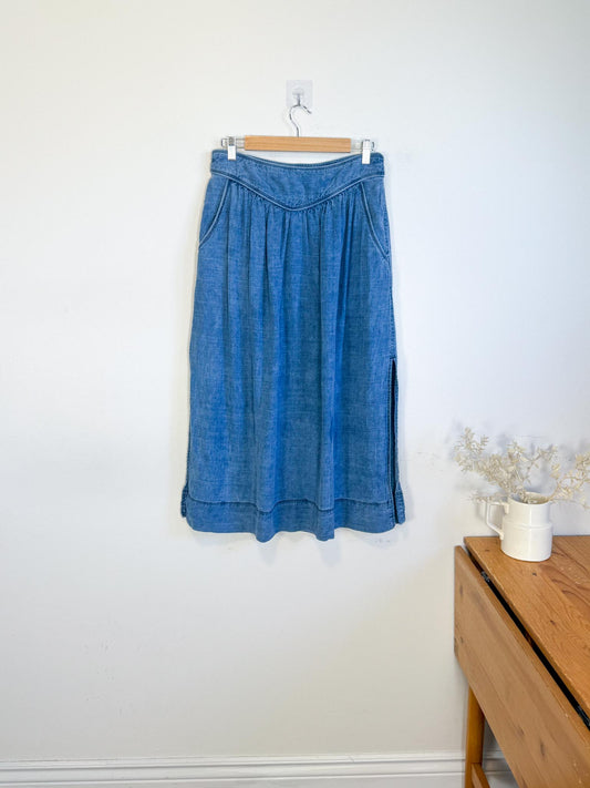 Wilfred "Gabrielle Linen Midi Skirt in Blue" (Size L)
