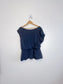 REISS Satin Top in Navy (Size 10)