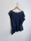 REISS Satin Top in Navy (Size 10)