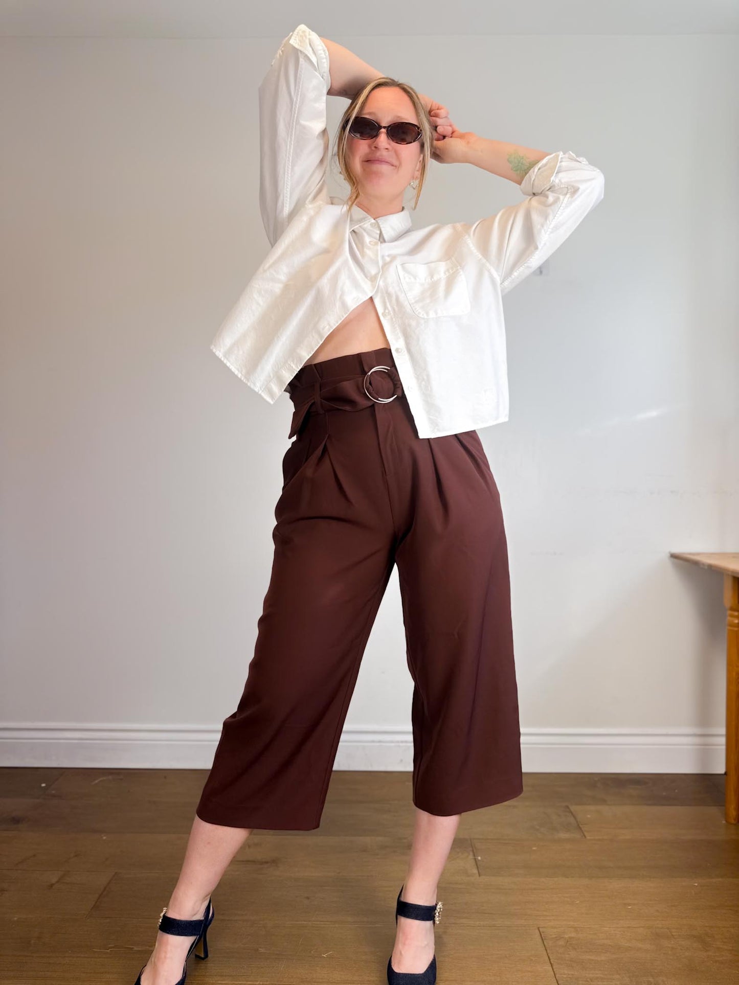 InWear High Rise Belted Culottes in Brown (Size 10)