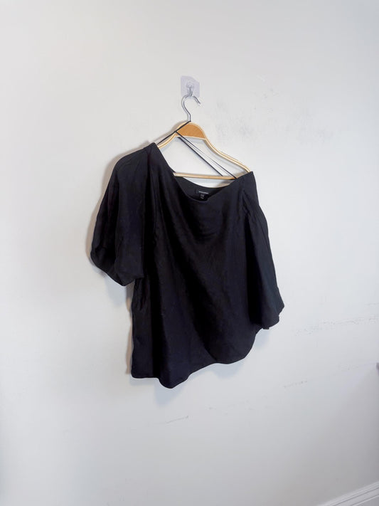 Banana Republic One Shoulder Linen Top in Black (Size L)