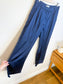Abercrombie Satin Wide Leg Trousers in Navy (Size 31)