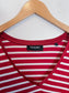 The Kooples Striped V-Neck T-Shirt in Red/White (Size L)