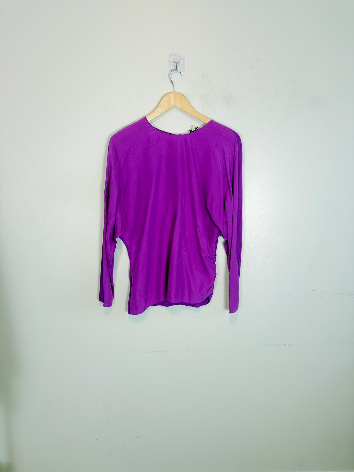 JIGSAW "Silk Front Ruched Waist Top in Purple" (Size L)