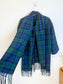 Vintage Plaid Wool Coat with Attached Scarf & Fringe (Size L)