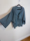 Massimo Dutti Linen Blouse in Dark Teal with Tie Up Front (Size L)